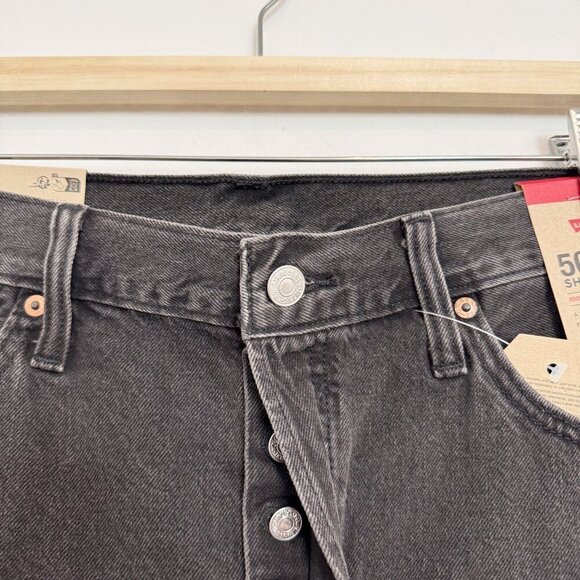 NWT Levi’s 501 High Rise Button Fly Dark Wash Jean Shorts in Black Plus Size 32 - Picture 6 of 10